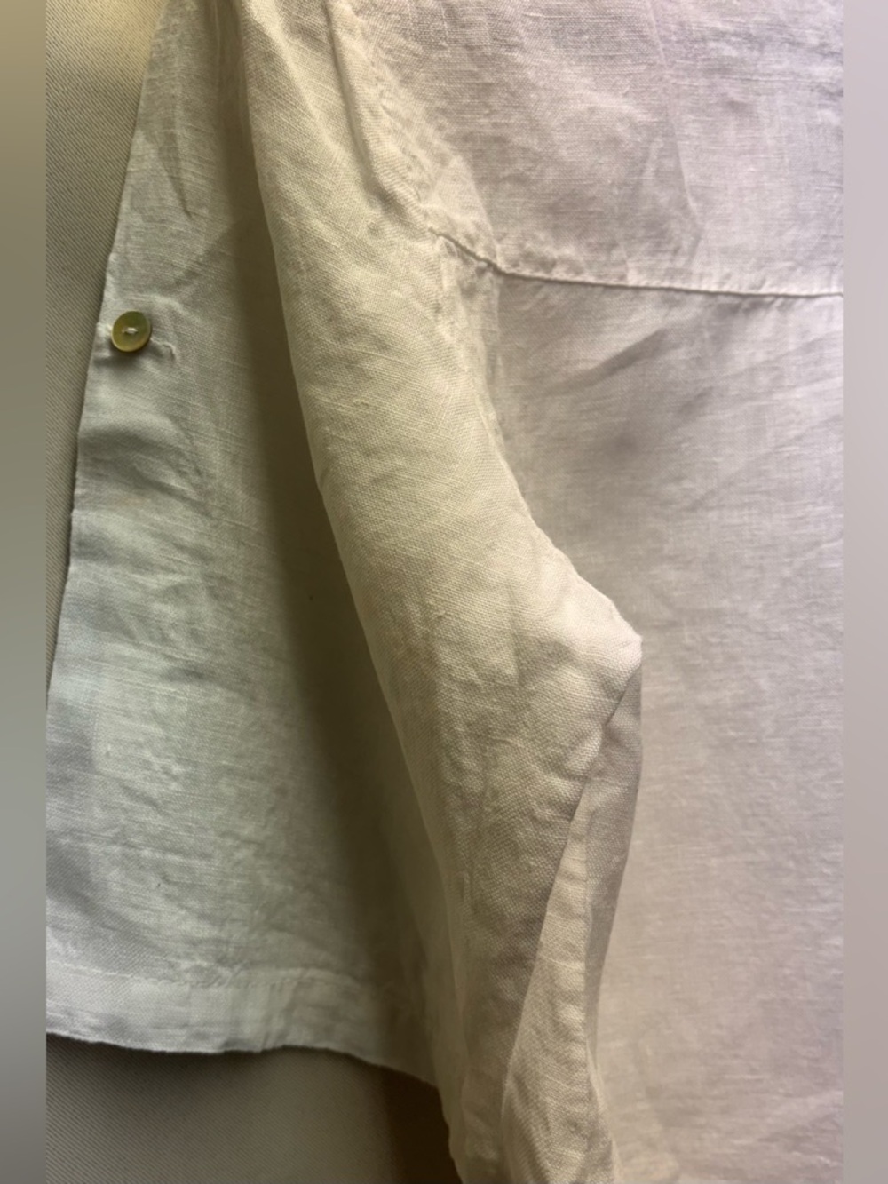 Lina Tomei Women’s White Linen Top Size Large Pleated Short Roll Tab Sleeves - Picture 6 of 9